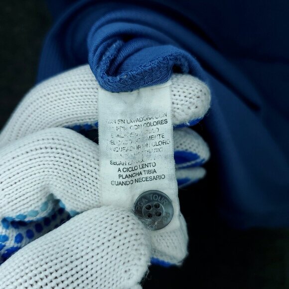 PGA Tour Polo Shirt Mens XL Blue Waffle Textured Performance Short Sleeve - Picture 7 of 12